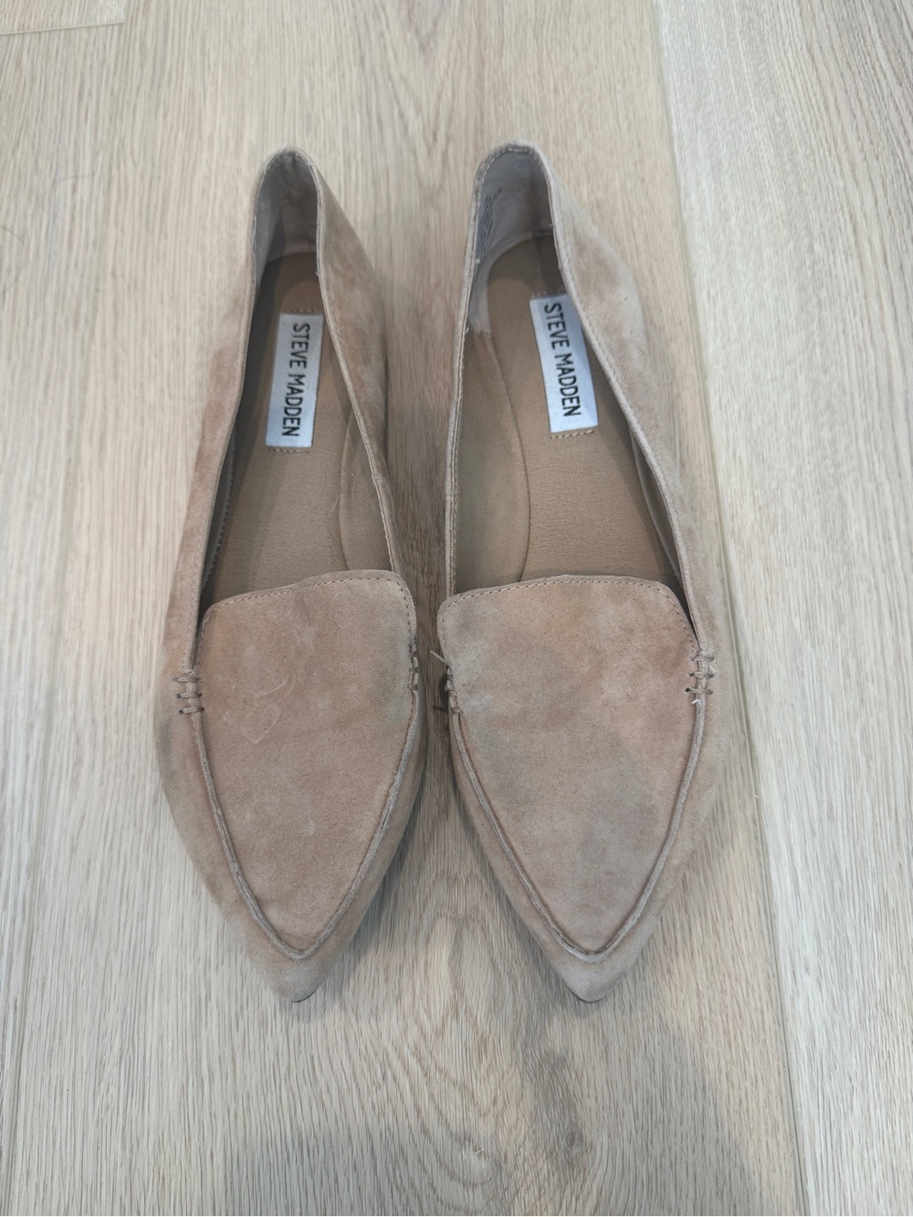 Steve Madden Feather taupe suede pointed-toe loafers 7